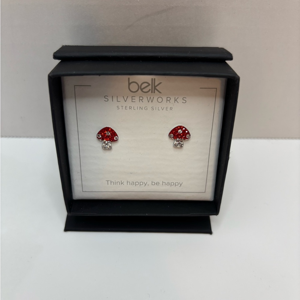Red Mushroom Earrings by belk silverworks